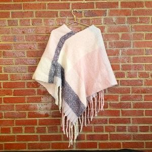 NWOT Tahari Color Block Fringe Poncho